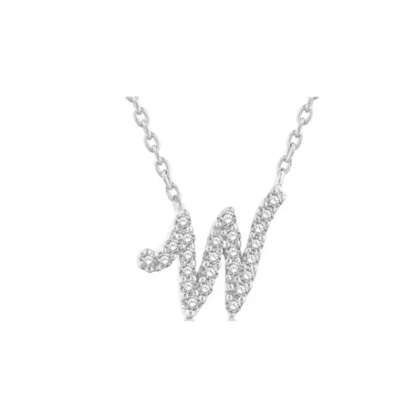 New Kelley Collection Diamond Script Initial "W" Necklace