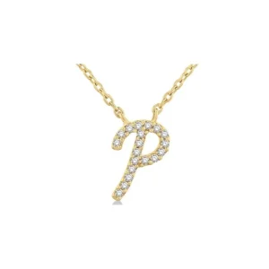 Fashion Kelley Collection Diamond Script Initial "P" Necklace