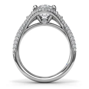 Fashion Fana Double Pavé Diamond Halo Engagement Ring