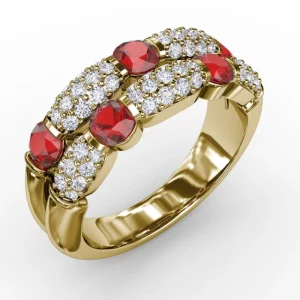 Clearance Fana Double Row Ruby and Diamond Ring