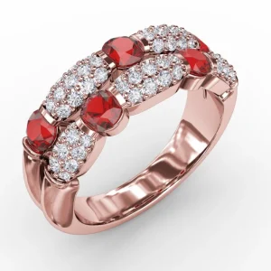 Clearance Fana Double Row Ruby and Diamond Ring