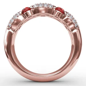 Clearance Fana Double Row Ruby and Diamond Ring