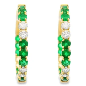 New Kelley Collection Emerald & Diamond Hoop Earrings