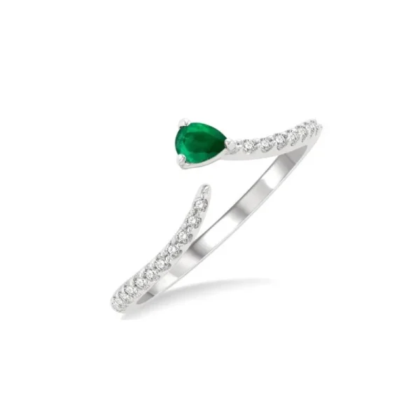 Fashion Kelley Collection Emerald & Diamond Petite Fashion Open Ring