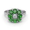 Online Fana Emerald and Diamond Cluster Flower Ring