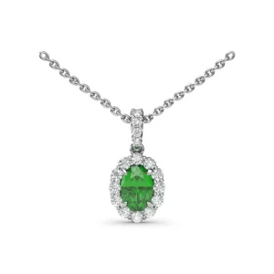 Outlet Fana Emerald and Diamond Halo Necklace