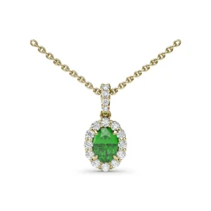 Outlet Fana Emerald and Diamond Halo Necklace