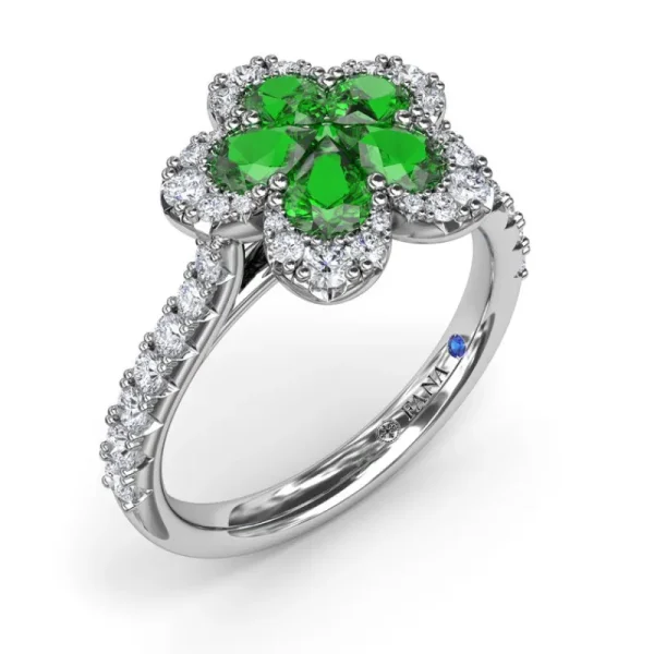 Outlet Fana Emerald and Diamond Magnolia Ring