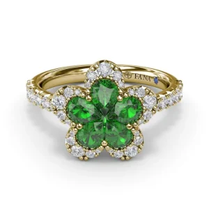 Outlet Fana Emerald and Diamond Magnolia Ring