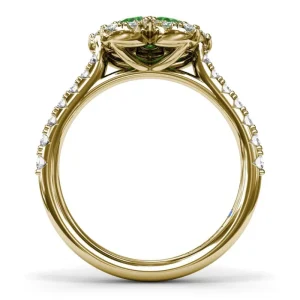 Outlet Fana Emerald and Diamond Magnolia Ring