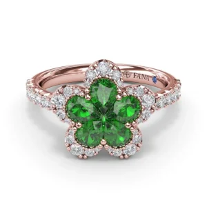 Outlet Fana Emerald and Diamond Magnolia Ring