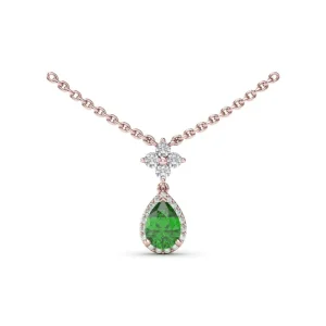 Clearance Fana Emerald and Diamond Teardrop Necklace