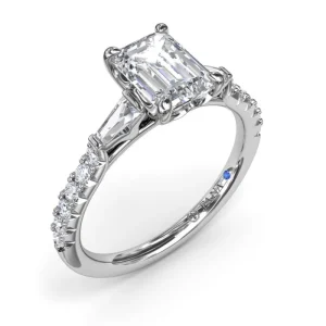 Outlet Fana Emerald Cut and Tapered Baguette Engagement Ring