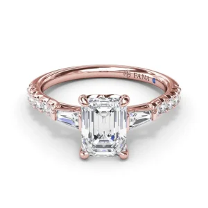 Outlet Fana Emerald Cut and Tapered Baguette Engagement Ring