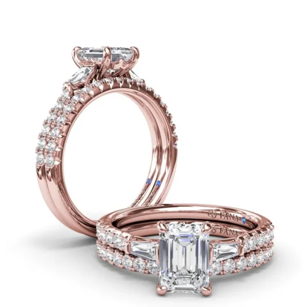 Outlet Fana Emerald Cut and Tapered Baguette Engagement Ring