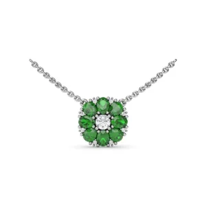 Hot Fana Emerald Flower Cluster Necklace