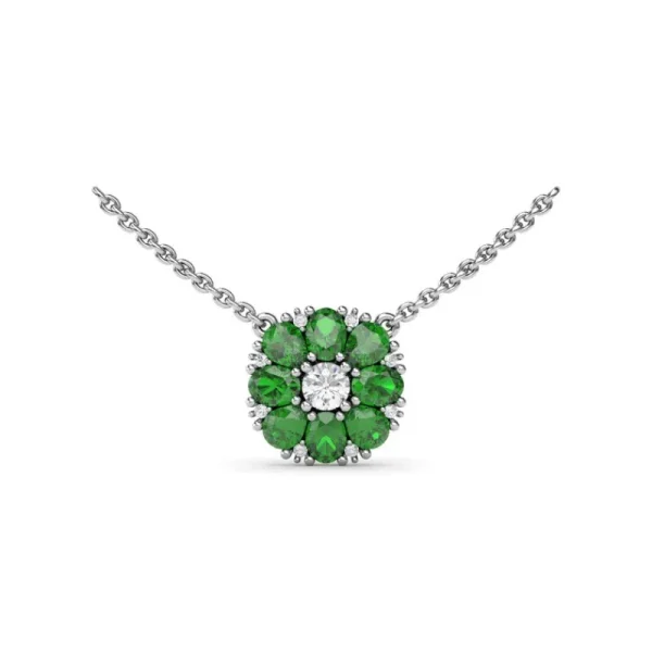 Hot Fana Emerald Flower Cluster Necklace