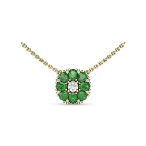 Hot Fana Emerald Flower Cluster Necklace