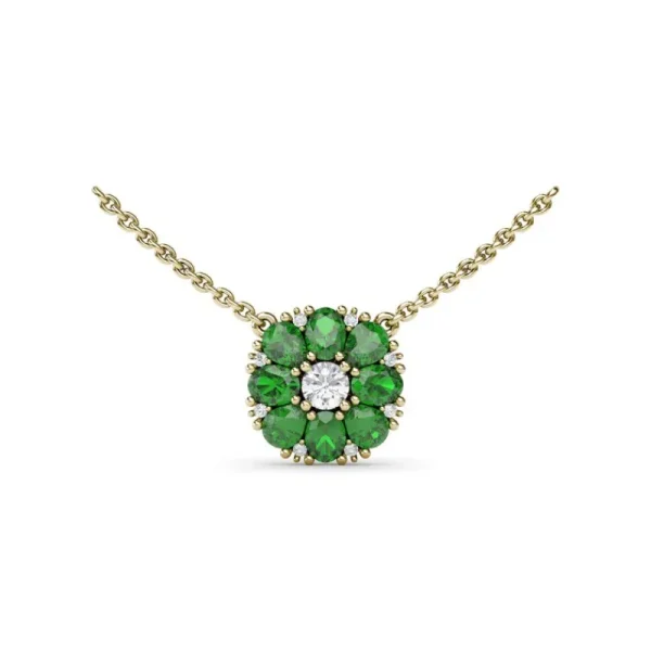 Hot Fana Emerald Flower Cluster Necklace