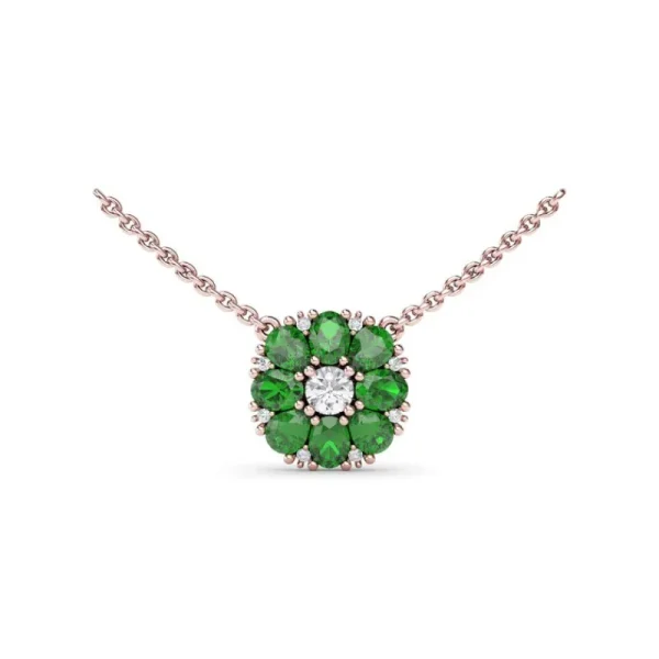 Hot Fana Emerald Flower Cluster Necklace