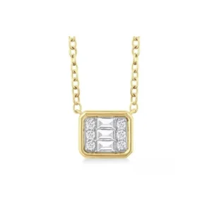 Fashion Kelley Collection Emerald Shape East-West Bezel Set Petite Fusion Diamond Pendant