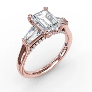 Outlet Fana Emerald-Cut Diamond Engagement Ring With Tapered Baguette Side Stones