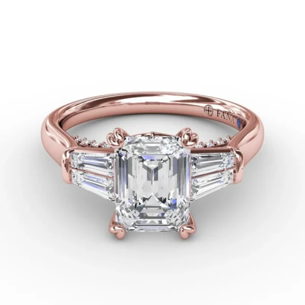 Outlet Fana Emerald-Cut Diamond Engagement Ring With Tapered Baguette Side Stones