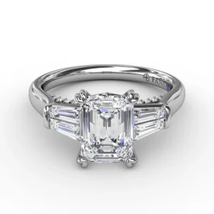 Outlet Fana Emerald-Cut Diamond Engagement Ring With Tapered Baguette Side Stones