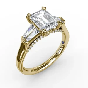 Outlet Fana Emerald-Cut Diamond Engagement Ring With Tapered Baguette Side Stones