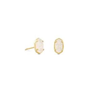 Fashion Kendra Scott Emilie Gold Stud Earrings in Iridescent Drusy