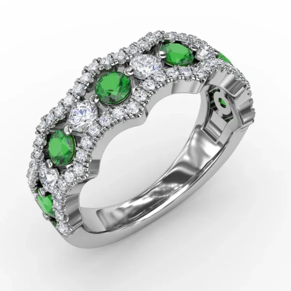 Sale Fana Endless Romance Emerald and Diamond Wave Ring