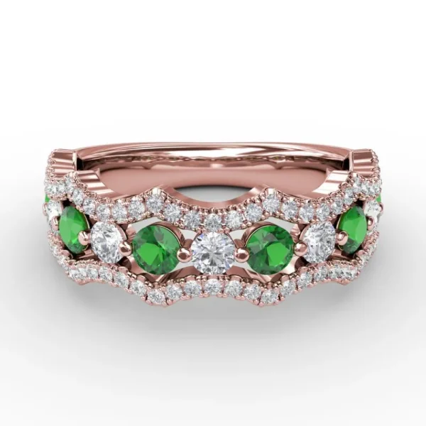 Sale Fana Endless Romance Emerald and Diamond Wave Ring