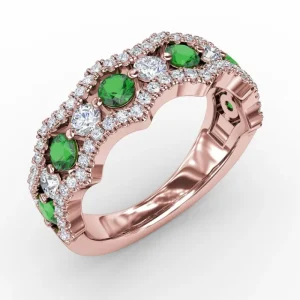 Sale Fana Endless Romance Emerald and Diamond Wave Ring