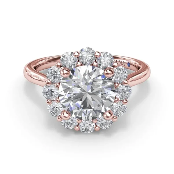 Online Fana Floral Halo Diamond Engagement Ring