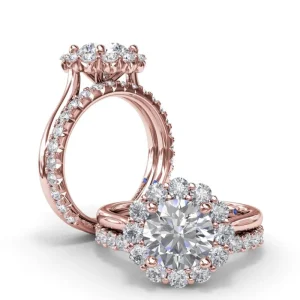 Online Fana Floral Halo Diamond Engagement Ring