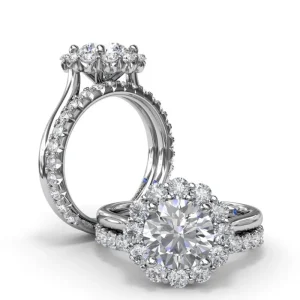 Online Fana Floral Halo Diamond Engagement Ring