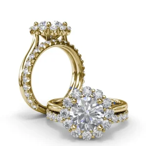 Online Fana Floral Halo Diamond Engagement Ring