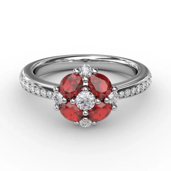 Clearance Fana Floral Ruby and Diamond Ring