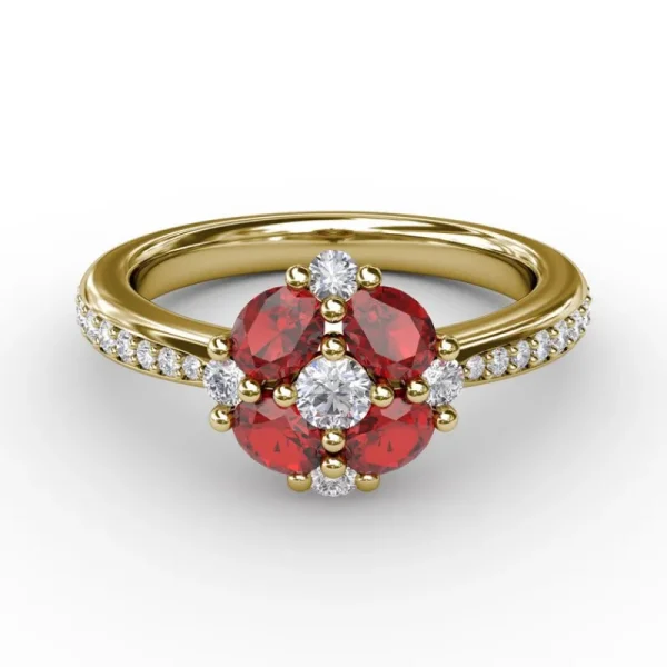 Clearance Fana Floral Ruby and Diamond Ring