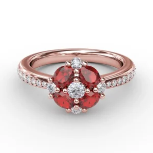 Clearance Fana Floral Ruby and Diamond Ring