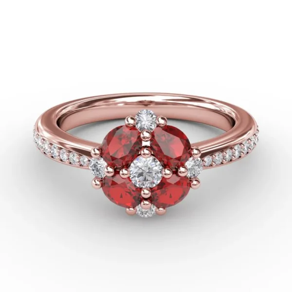 Clearance Fana Floral Ruby and Diamond Ring