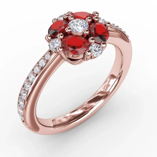 Clearance Fana Floral Ruby and Diamond Ring