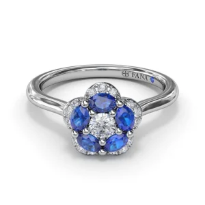 Clearance Fana Floral Sapphire and Diamond Ring