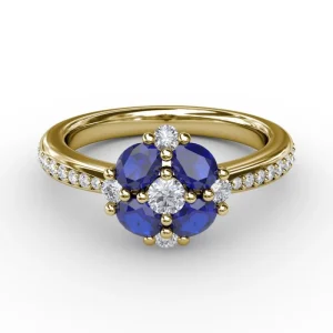 Outlet Fana Floral Sapphire and Diamond Ring