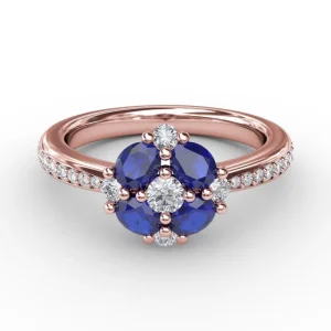 Outlet Fana Floral Sapphire and Diamond Ring