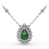 Fashion Fana Floral Teardrop Emerald and Diamond Pendant