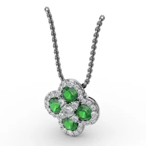 Outlet Fana Flower Emerald and Diamond Pendant