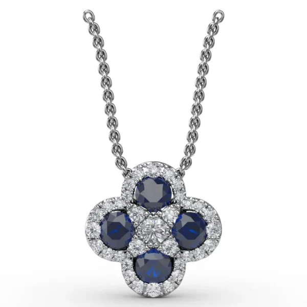 Hot Fana Flower Sapphire and Diamond Pendant