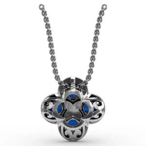 Hot Fana Flower Sapphire and Diamond Pendant