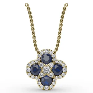 Hot Fana Flower Sapphire and Diamond Pendant